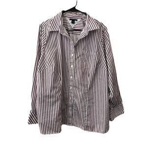 Women’s Striped Tommy Hilfiger Blouse LG Purple White Polka Dot Accents 083